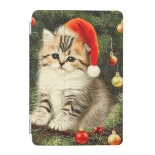 Vintage Christmas Kitten iPad Mini Cover