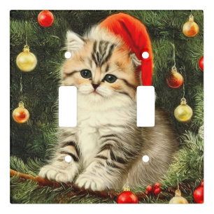 Vintage Christmas Kitten Light Switch Cover