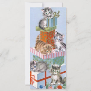 Vintage Christmas kittens on Christmas presents