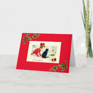 Vintage Christmas Kitty Card