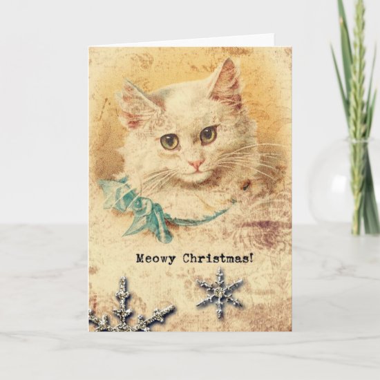 Vintage Christmas Kitty Holiday Card