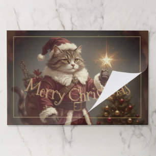 Vintage Christmas Kitty Paper Placemat 
