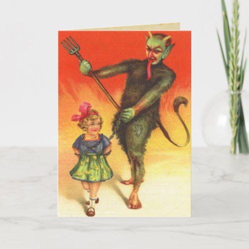 Vintage Christmas Krampus Holiday Card
