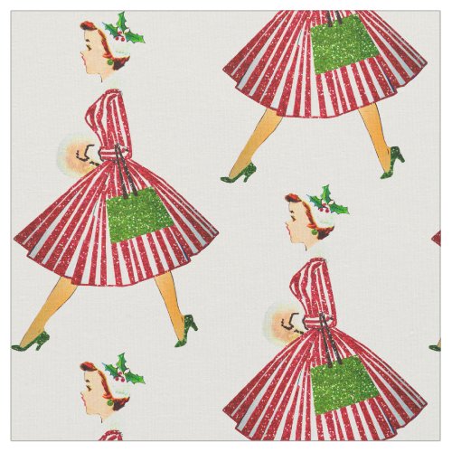 vintage christmas lady fabric