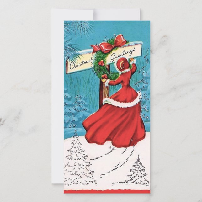 Vintage Christmas Lady Holiday Card (Front)