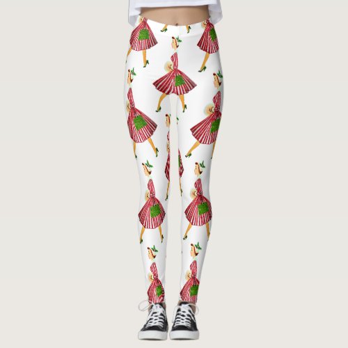 vintage christmas lady leggings