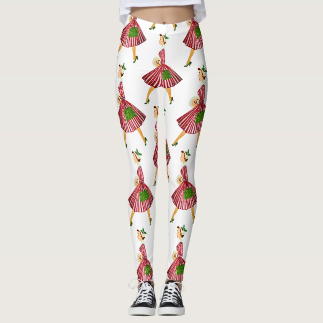 vintage christmas lady leggings (Front)