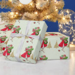Vintage Christmas Lady Presents Red Green Gold Wrapping Paper<br><div class="desc">Christmas as it looked like in the 1950's with this retro artwork of a lady all dressed up in a full skirted dress in red.</div>