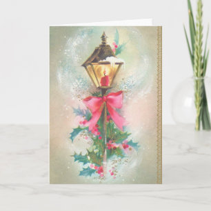 Vintage Christmas Lamppost Greeting Card