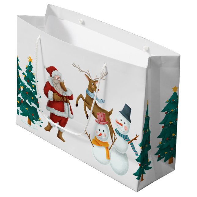 vintage Christmas  Large Gift Bag (Front Angled)