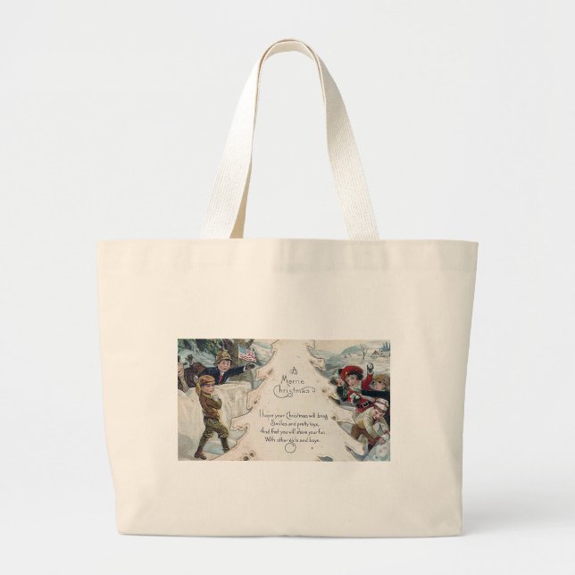Vintage Christmas Large Tote Bag (Front)