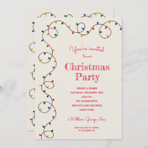 Vintage Christmas Light Strand Holiday Invitations
