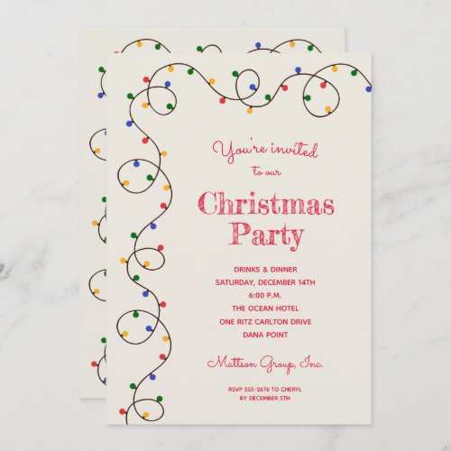 Vintage Christmas Light Strand Holiday Invitations