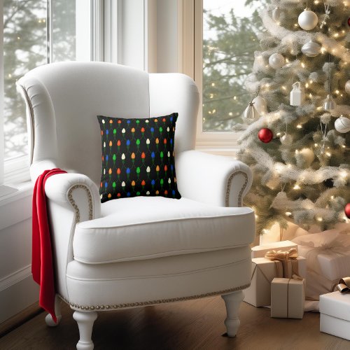 Vintage Christmas Lights Holiday Throw Pillow