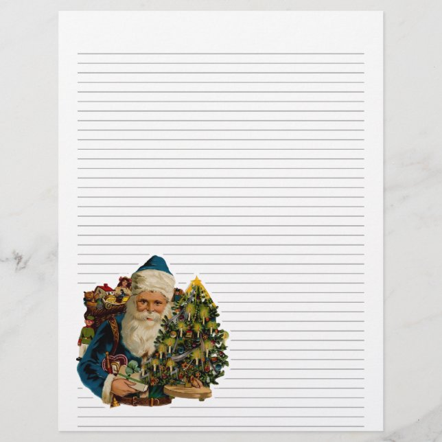 Vintage Christmas Lined Letterhead Stationery (Front)