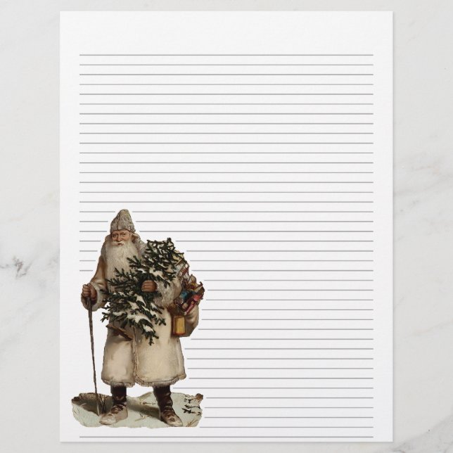 Vintage Christmas Lined Letterhead Stationery (Front)