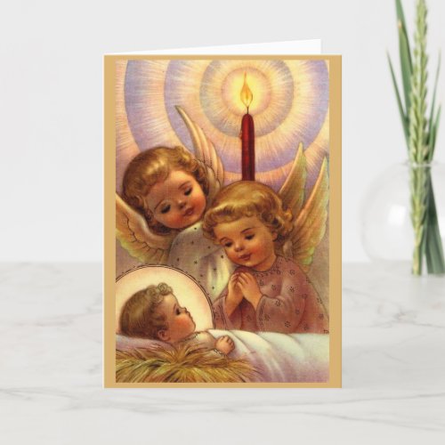 Vintage Christmas _ Little Angels  Baby Jesus Holiday Card