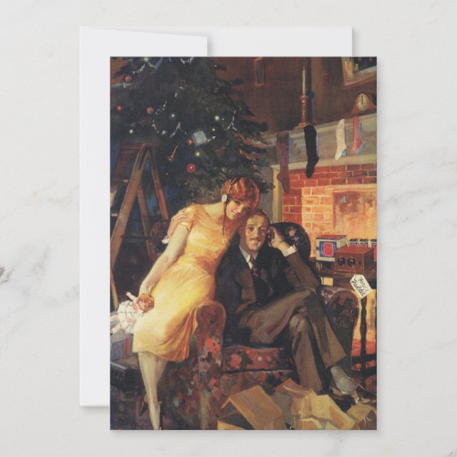 Vintage Christmas, Love and Romance Couple Holiday Card (Front)