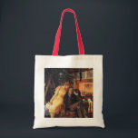 Vintage Christmas, Love and Romance Couple Tote Bag<br><div class="desc">Vintage illustration Merry Christmas holiday image featuring a happy,  romantic couple opening Christmas gifts by the fireplace and decorated tree. Season's Greetings!</div>