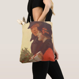 Vintage Christmas, Love and Romance Gift Shopping Tote Bag