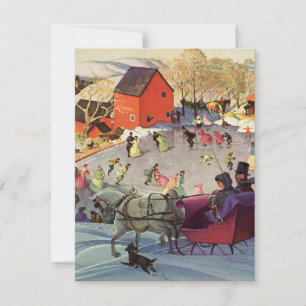 Vintage Christmas, Love and Romance Sleigh Holiday Card