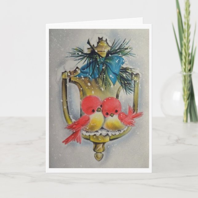 Vintage - Christmas Love Birds, Holiday Card (Front)