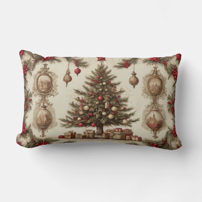 Vintage Christmas  Lumbar Pillow (Front)