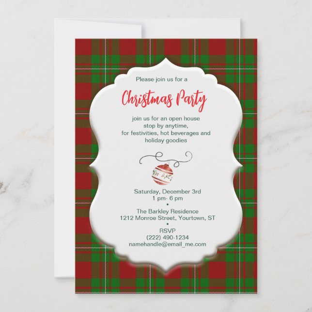 Vintage Christmas MacGregor Tartan Plaid Invitation (Front)