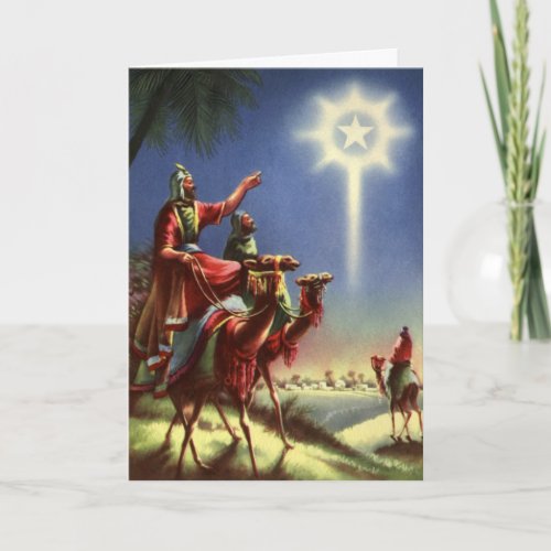 Vintage Christmas Magi and the Star of Bethlehem Holiday Card