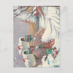 Vintage Christmas Mail Holiday Postcard