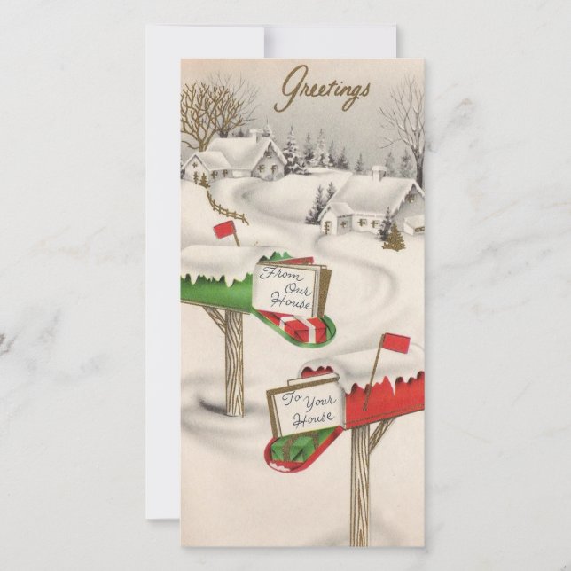 Vintage Christmas mailboxes Gifts Holiday Card (Front)