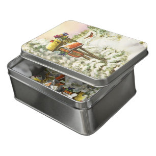 Vintage Christmas, Mailboxes in Winter Landscape Jigsaw Puzzle