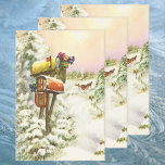 Vintage Christmas, Mailboxes in Winter Landscape Wrapping Paper Sheets<br><div class="desc">Vintage illustration Victorian Era Merry Christmas holiday image featuring a snowscape with snow covered mailboxes filled with Christmas mail and presents in winter. A horse drawn carriage is driving down the snowy street with trees and a forest on the side. Happy Holidays and Season's Greetings!</div>