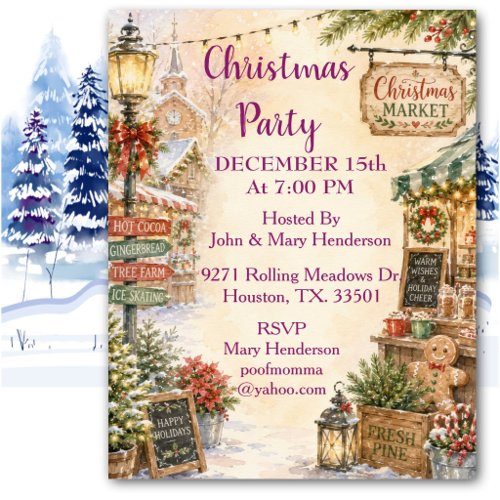 Vintage Christmas Market Holiday Celebration Invitation