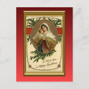 Vintage Christmas, Mary and baby Jesus Holiday Postcard