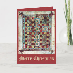 Vintage Christmas Medieval Christian Cross Art Card