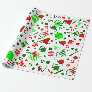 vintage christmas memphis 1990s white wrapping paper