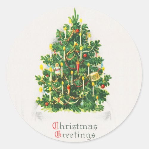 Vintage Christmas Merry Christmas Greetings Classic Round Sticker