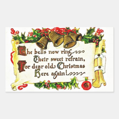 Vintage Christmas Message Rectangular Sticker