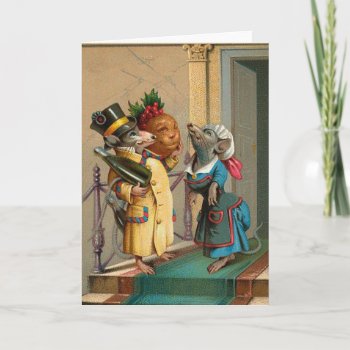Vintage Christmas Mice Holiday Card by vintagecreations at Zazzle