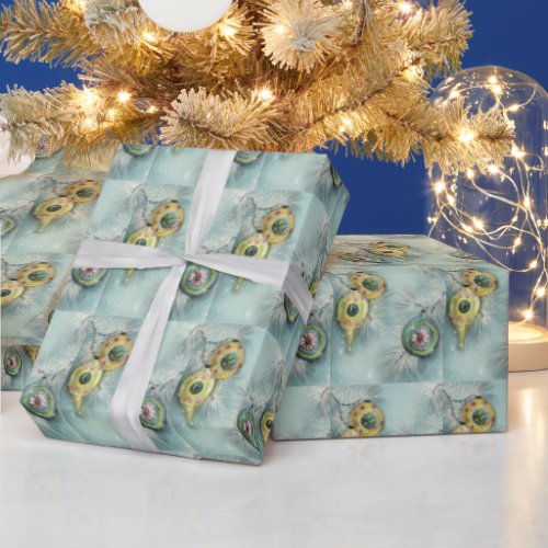 Vintage Christmas Mid Century Modern Ornaments Wrapping Paper