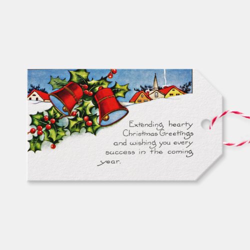 Vintage Christmas Mistletoe  Bells Gift Tags