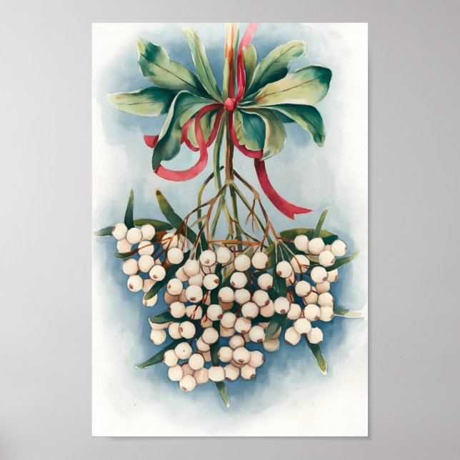 Vintage Christmas Mistletoe Magic Wall Art Print (Front)