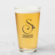 Vintage Christmas Monogram S Personalized Beer