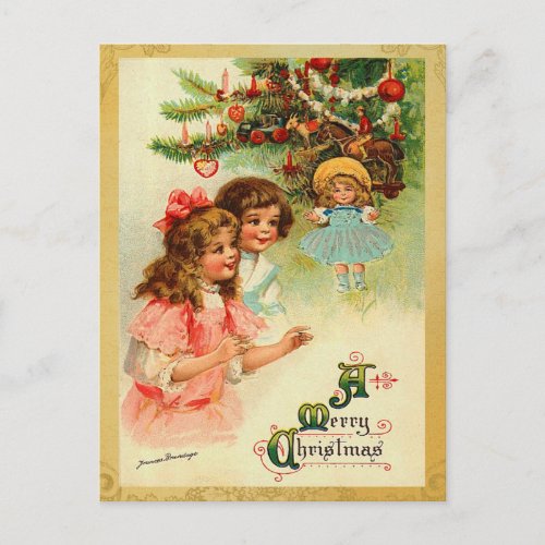 Vintage Christmas Morning Postcard