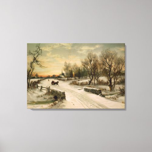 Vintage Christmas Morning Sleigh Ride Canvas Print