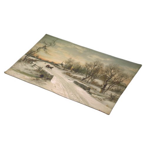 Vintage Christmas Morning Sleigh Ride Cloth Placemat