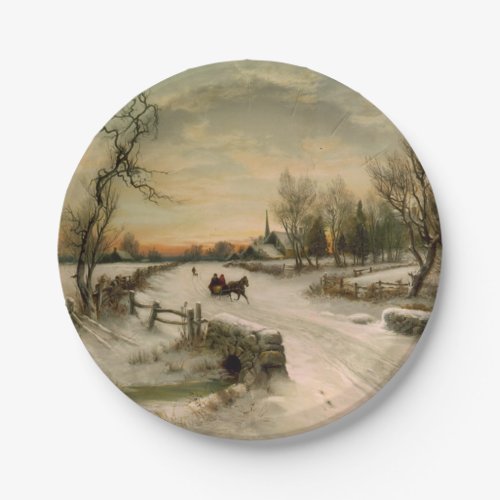Vintage Christmas Morning Sleigh Ride Paper Plates