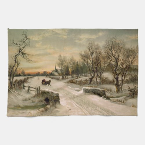 Vintage Christmas Morning Sleigh Ride Towel