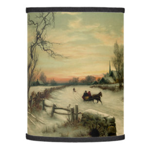Vintage Christmas Morning Winter Landscape Lamp Shade